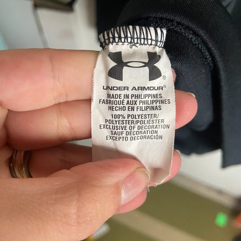 Under Armour Women's Size M Knit Warm Up Full Zip Sweatshirt Black White Loose - Picture 2 of 6